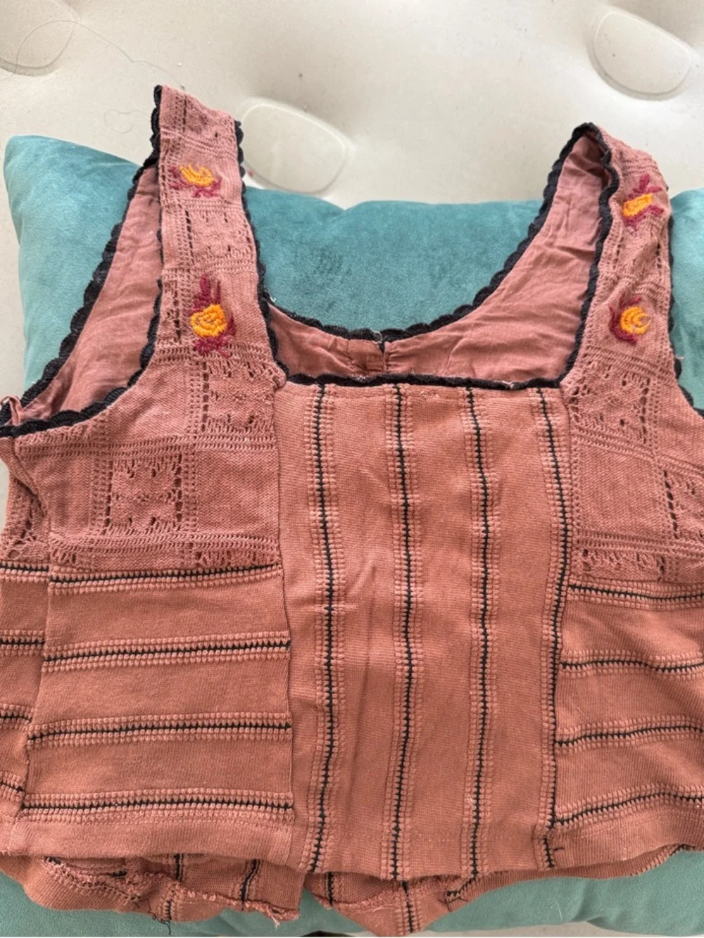 Free People Rust Brown Embroidered Knit Tank Top - Picture 5 of 5